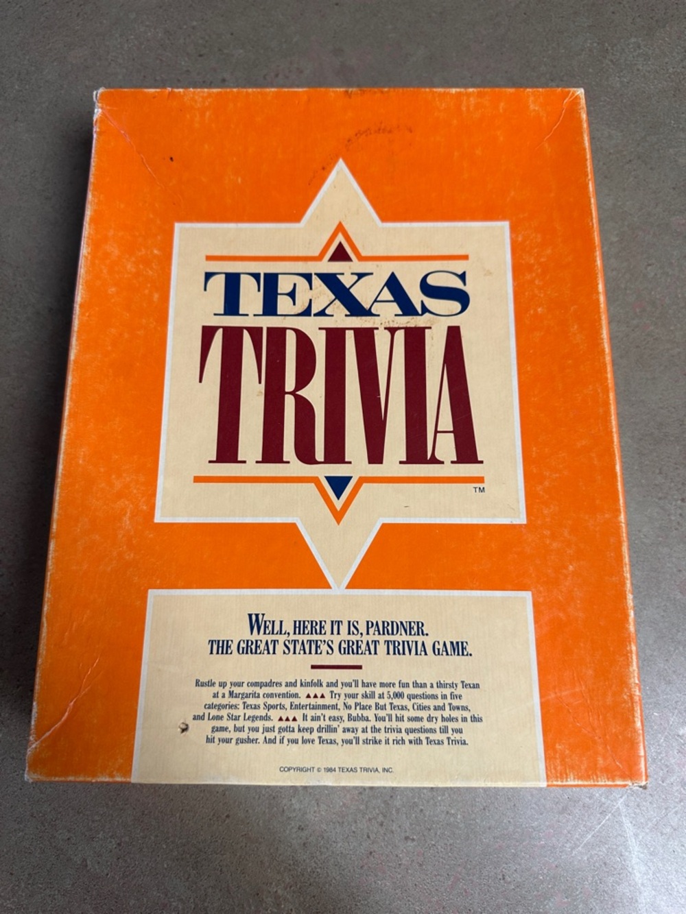 Vintage 1984 Texas Trivia Board Game Complete